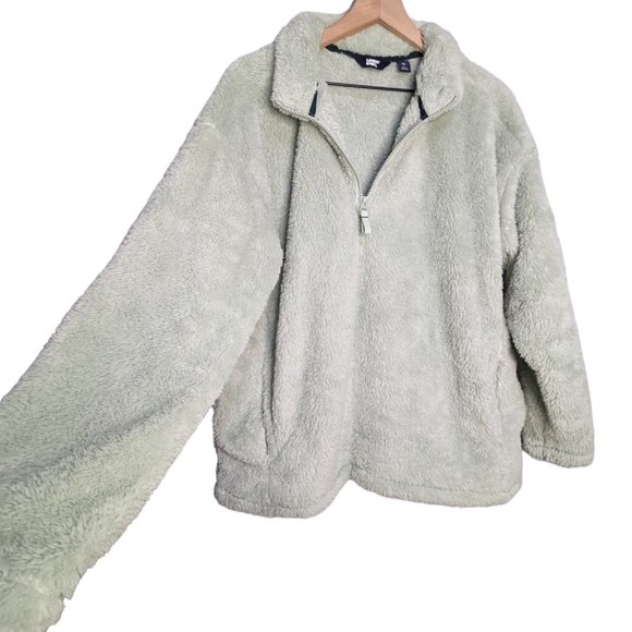 Lands End 1/4 Zip Plush Pullover Size XL Minty Light Green Sweater Womens - Picture 3 of 4